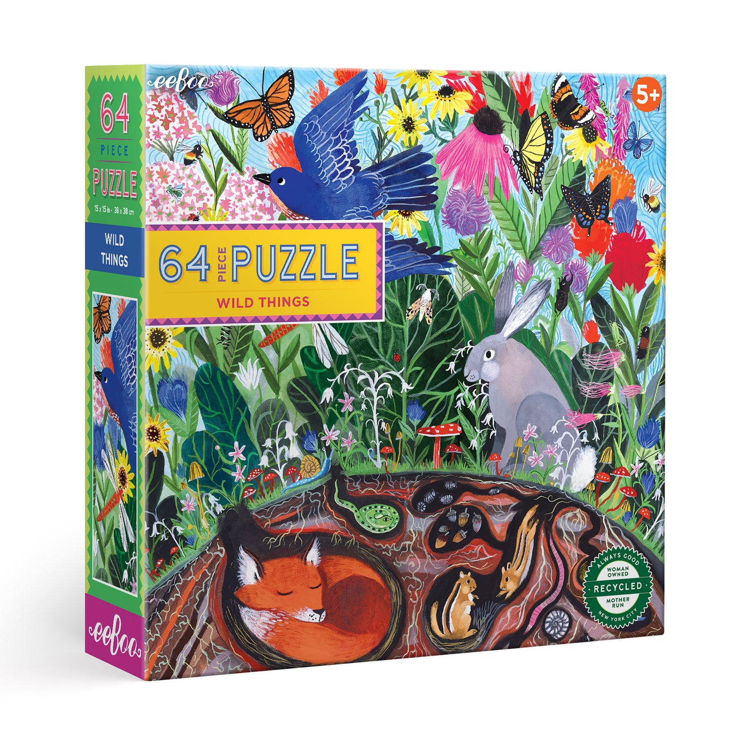 Wild Things Animals in Nature 64 Piece Jigsaw Puzzle | eeBoo Large Piece Puzzle | Gifts for Kids 5+