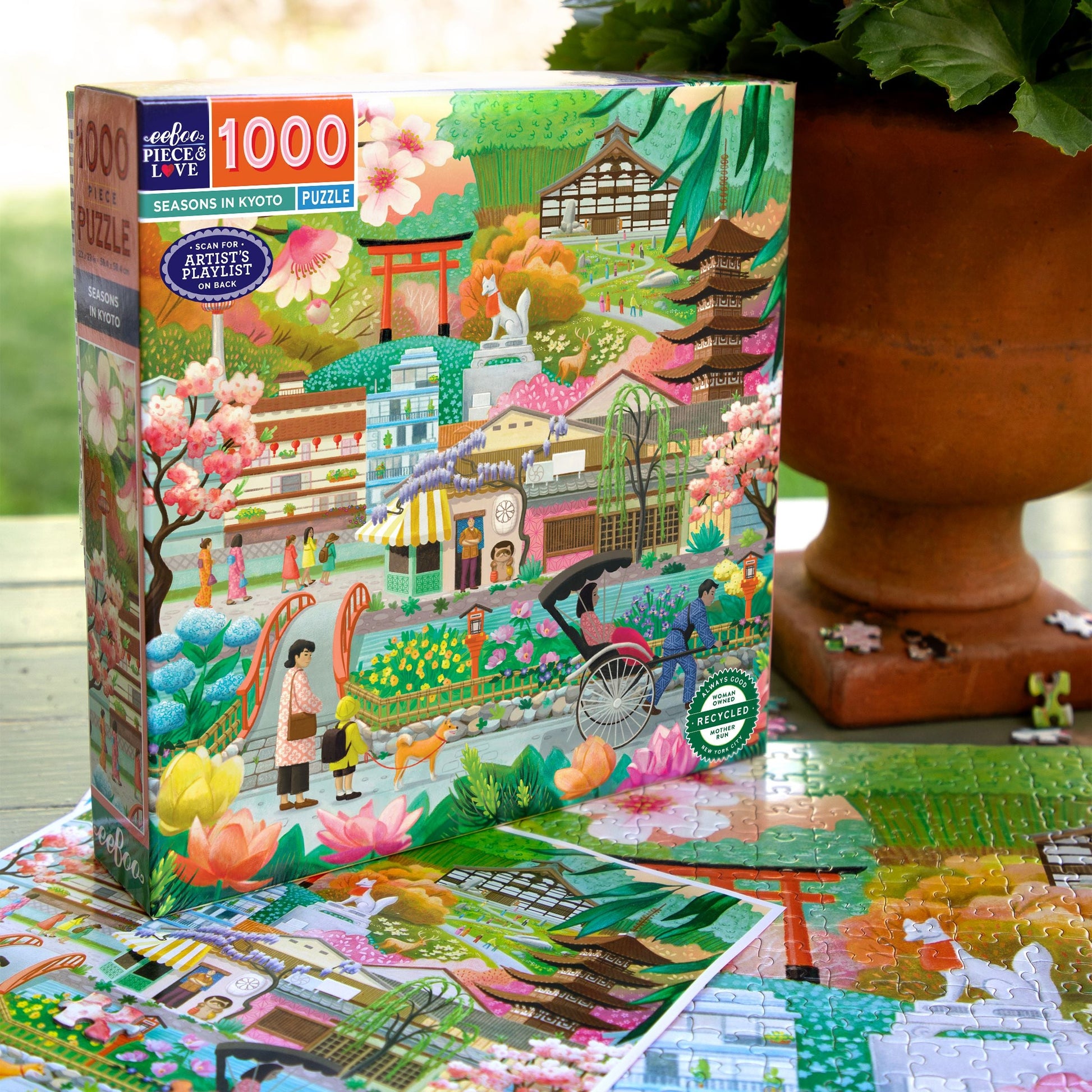 Seasons in Kyoto 1000 Piece Puzzle by eeBoo | Unique Beautiful Gifts