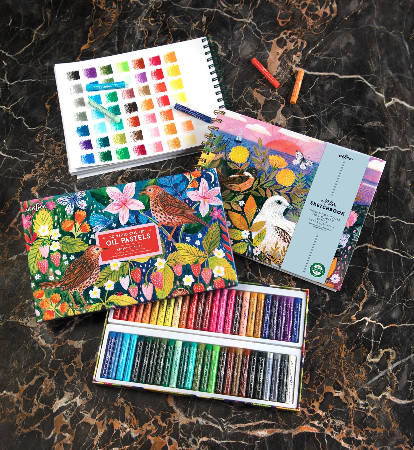 Strawberry Peeps 50 Oil Pastels by eeBoo | Unique Beautiful Gifts