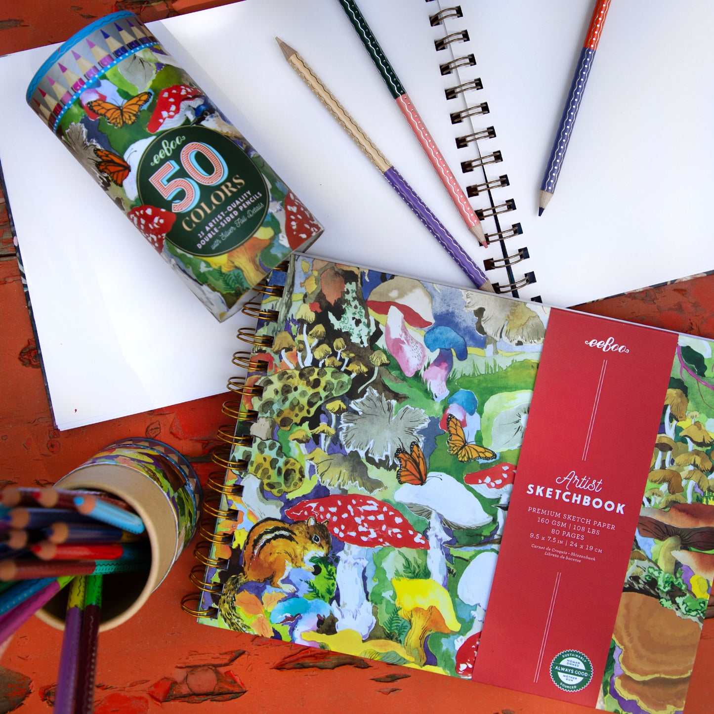 Mushroom Artist Sketchbook & Color Pencils
