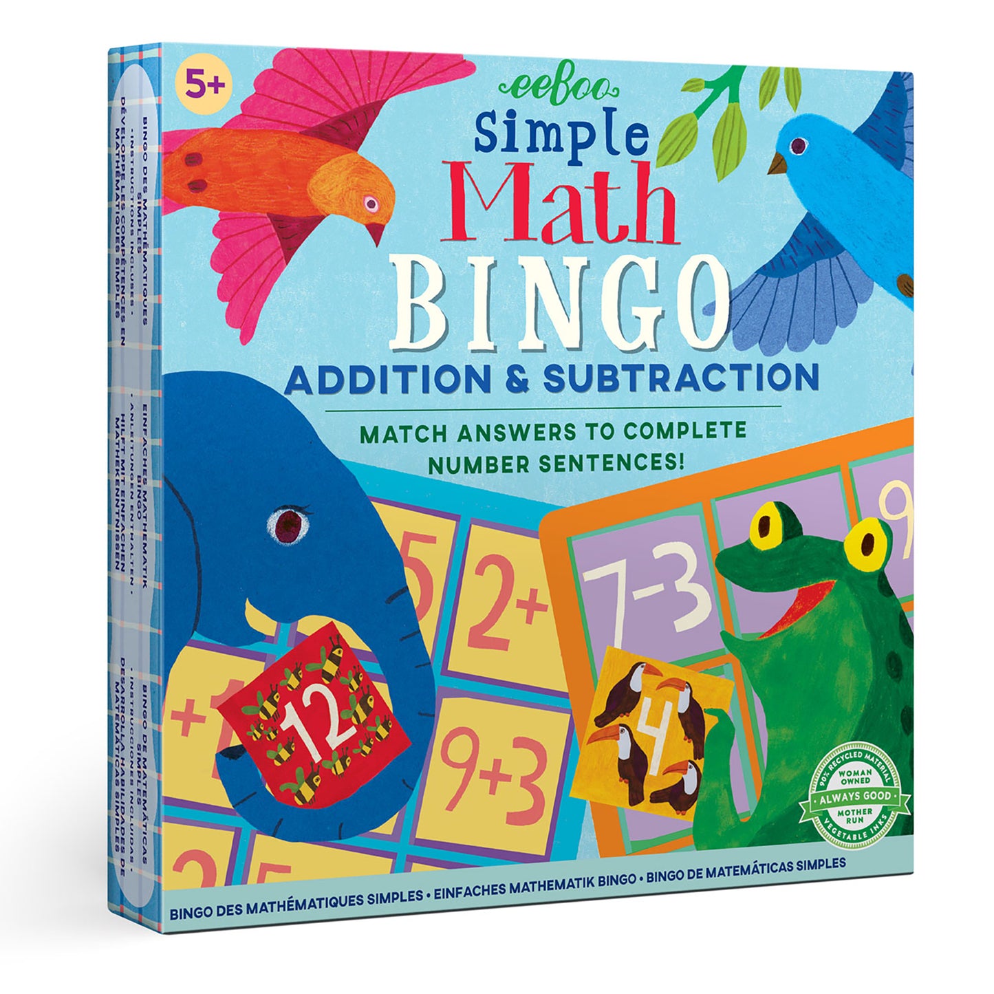 Simple Math Addition and Subtraction Bingo Game eeBoo Back to School for Kids Ages 5+