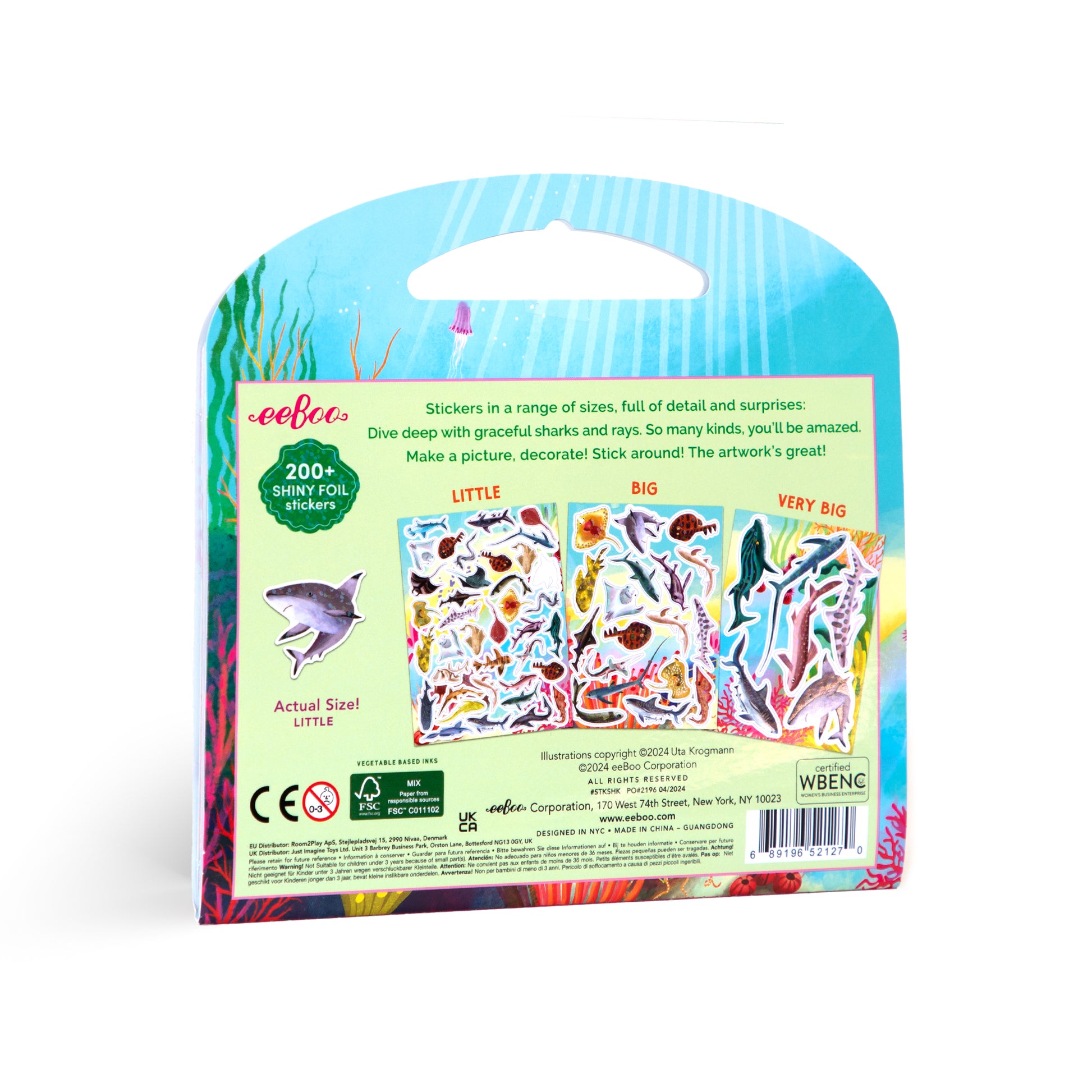 Sharks & Friends Shiny Stickers by eeBoo | Unique Fun Gifts