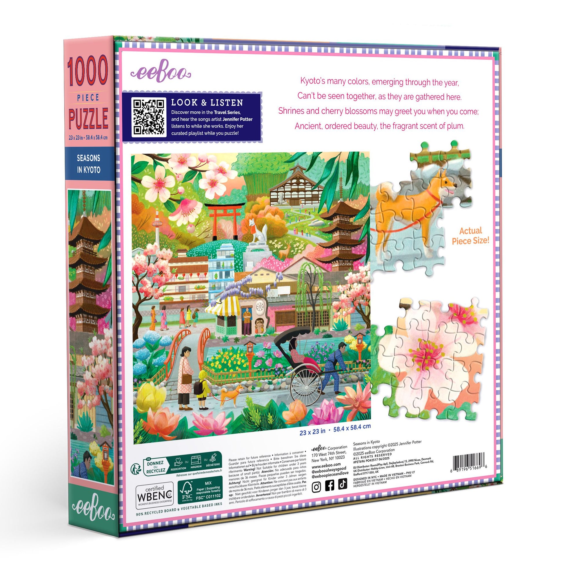 Seasons in Kyoto 1000 Piece Puzzle by eeBoo | Unique Beautiful Gifts