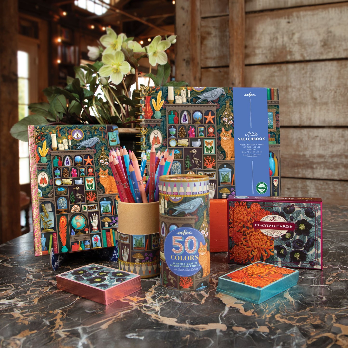 Alchemist's Cabinet 25 Double-Sided Color Pencils by eeBoo | Unique Beautiful Gifts
