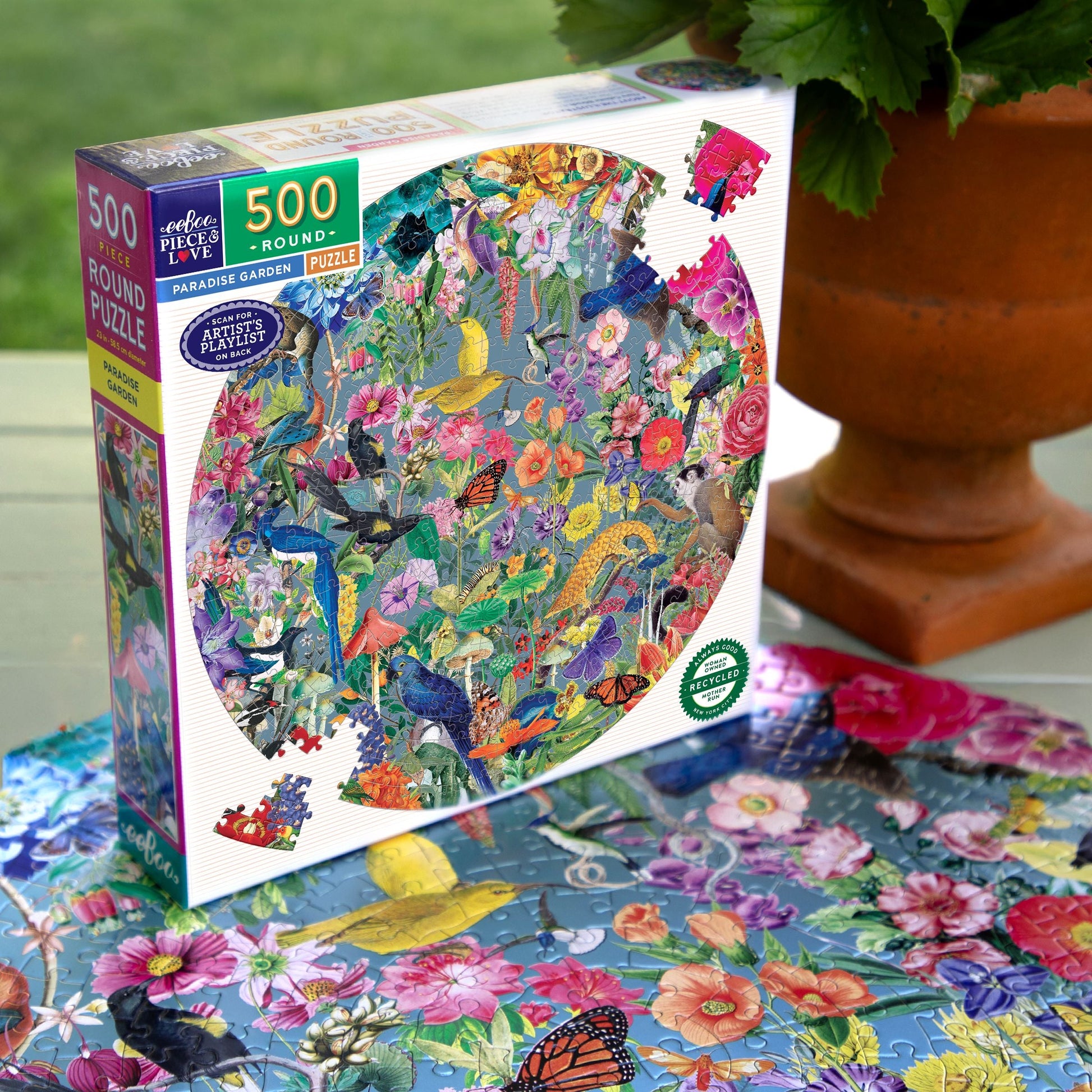 Paradise Garden 500 Round Puzzle by eeBoo | Unique Beautiful Gifts