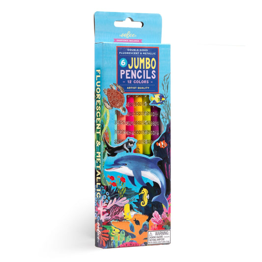 Sea Life 6 Jumbo Color Pencils by eeBoo | Unique Fun Gifts