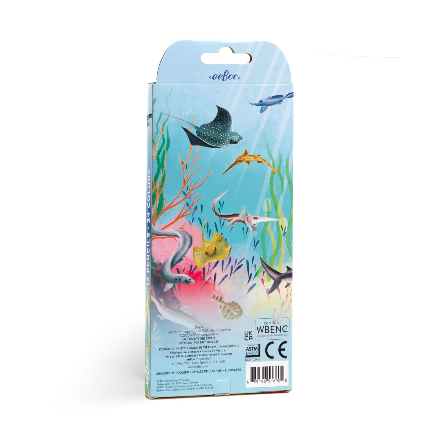 Shark 12 Double Sided Color Pencils by eeBoo | Unique Fun Gifts
