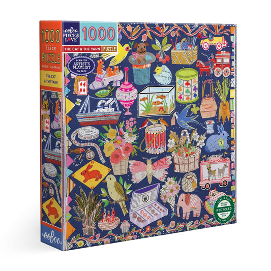 The Cat & The Yarn 1000 Piece Jigsaw Puzzle by eeBoo | Unique Beautiful Gifts