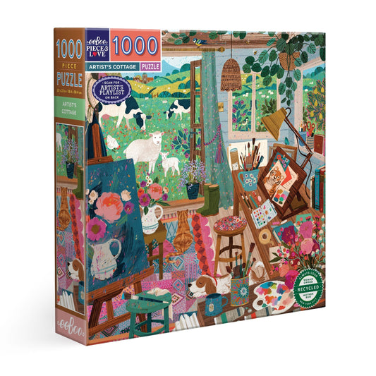 Artist's Cottage 1000 Piece Jigsaw Puzzle by eeBoo | Unique Beautiful Gifts