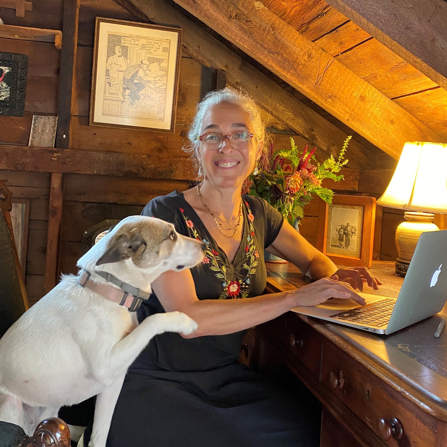 Mia Galison and her dog Bingo