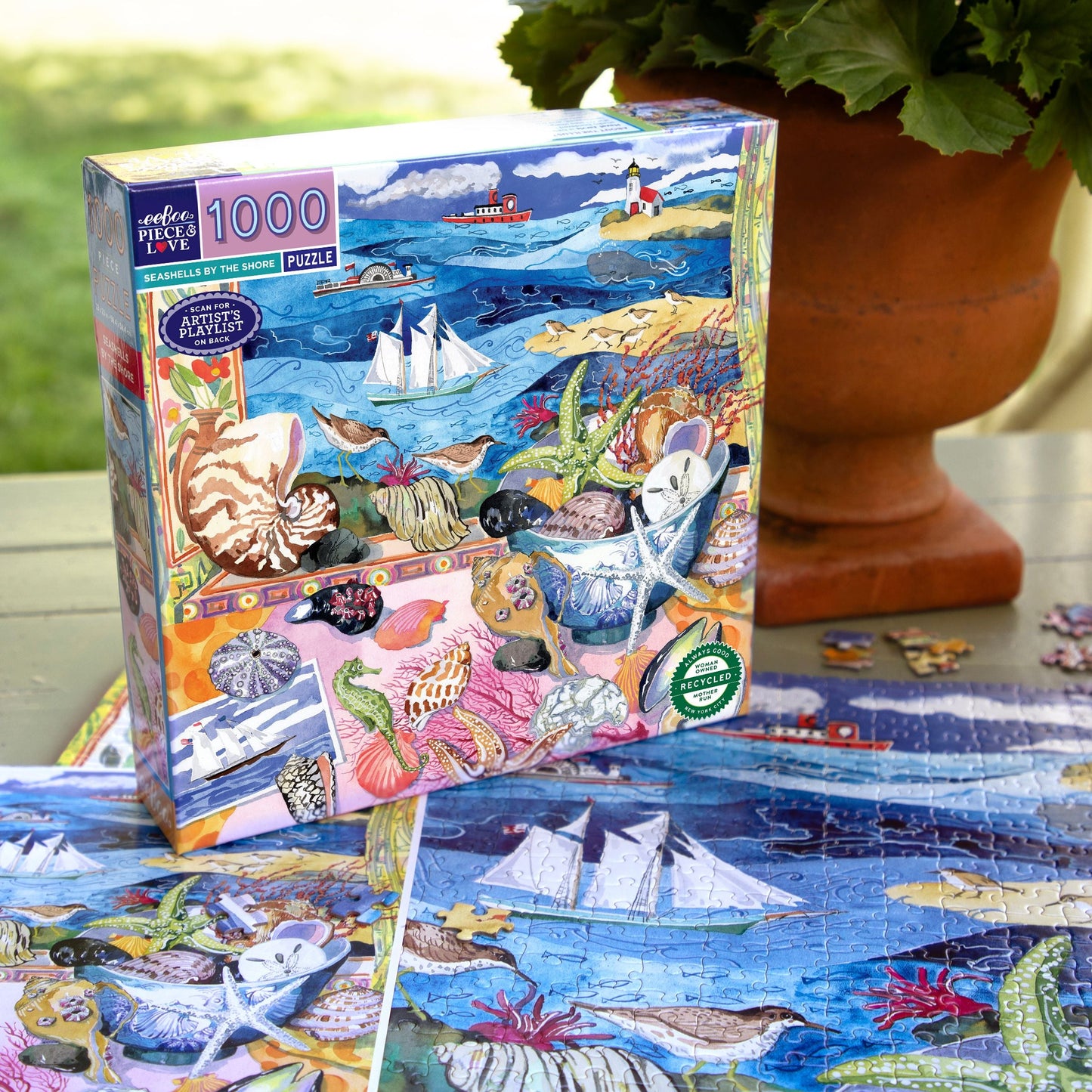 Seashells by the Shore 1000 Piece Puzzle by eeBoo | Unique Beautiful Gifts