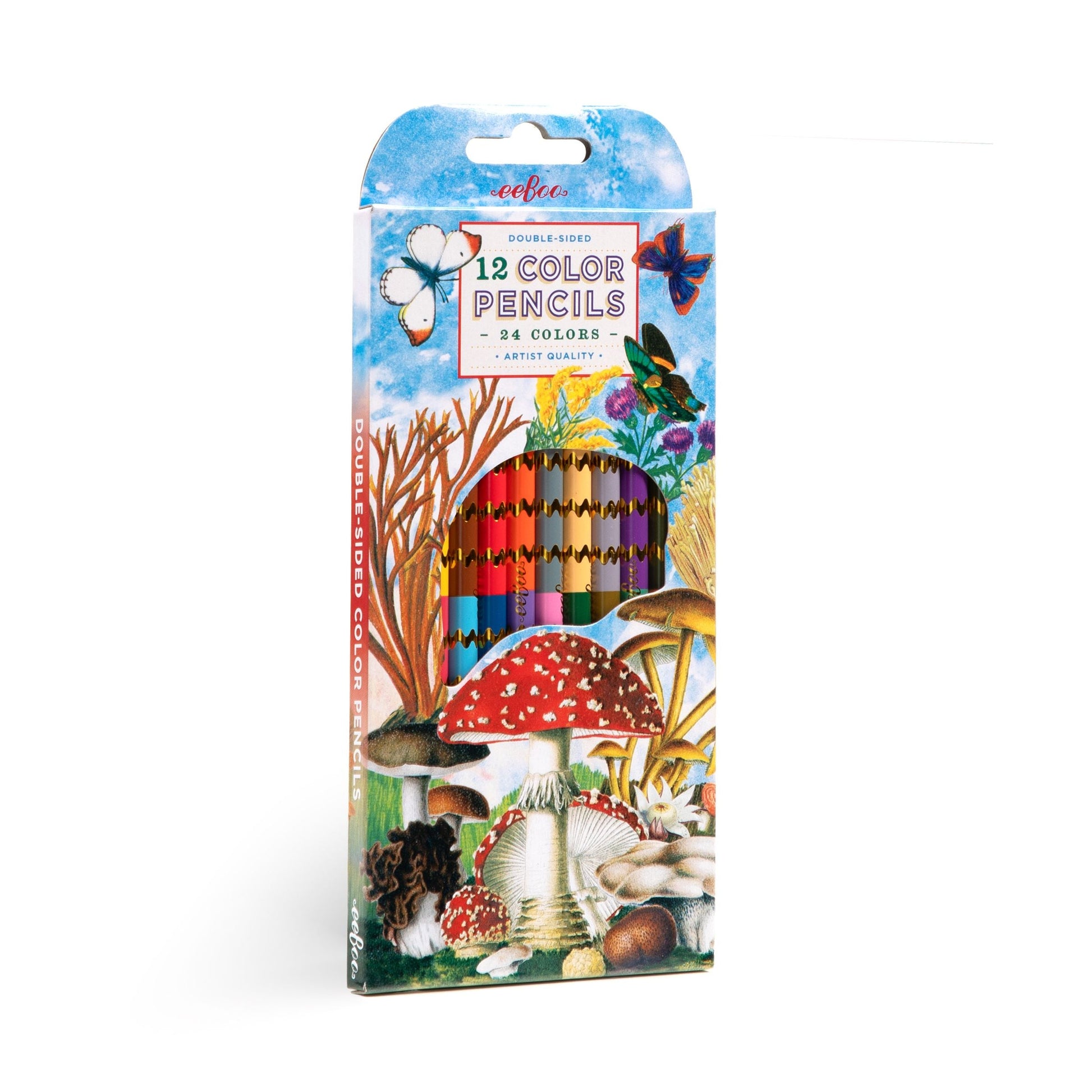 Mushroom 12 Double Sided Color Pencils by eeBoo | Unique Fun Gifts