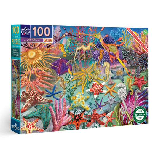 Seahorses, Sea Stars & Sea Slugs 100 Pc Jigsaw Puzzle by eeBoo | Unique Fun Gifts