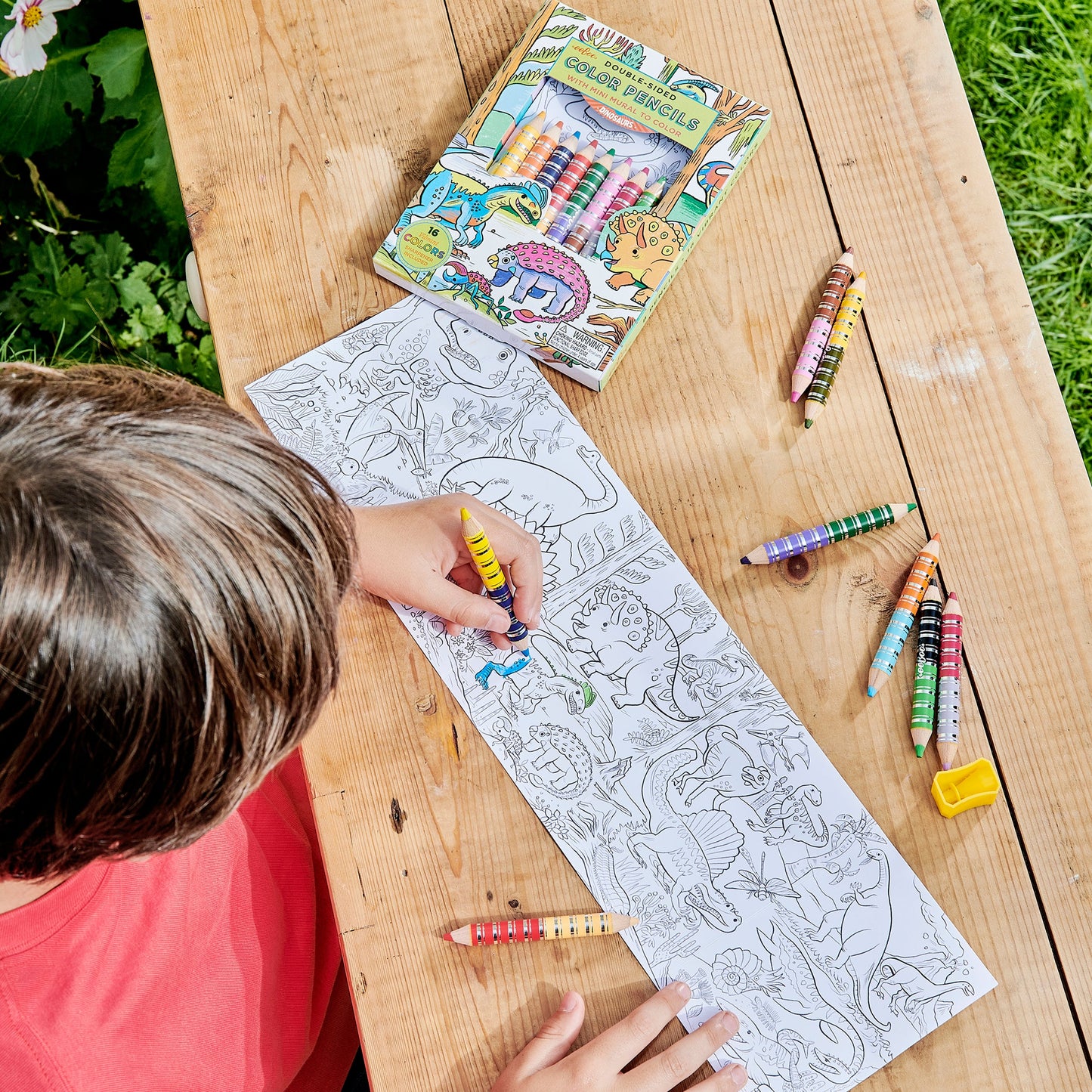 Dinosaurs Color Pencil Mini Mural by eeBoo | Unique Fun Gifts
