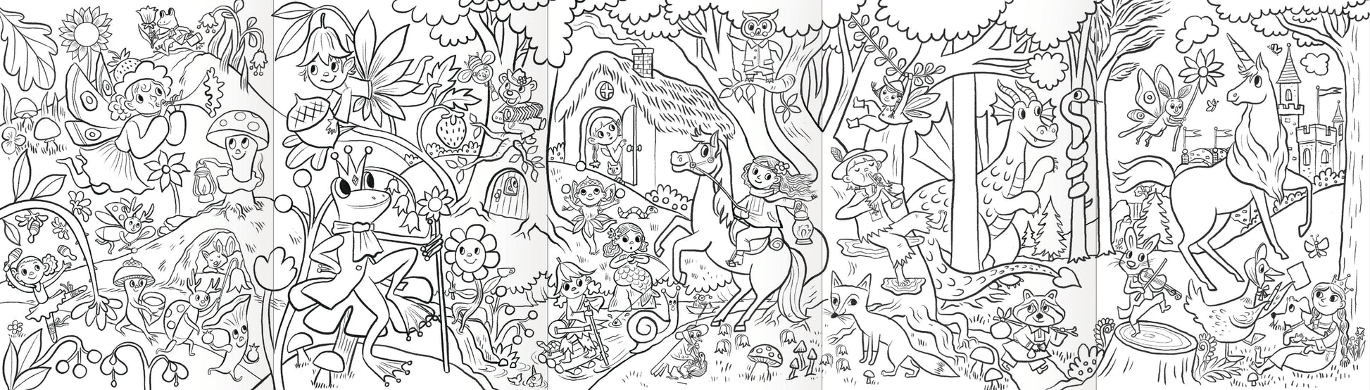 Magical Creatures Color Pencil Mini Mural by eeBoo | Unique Fun Gifts