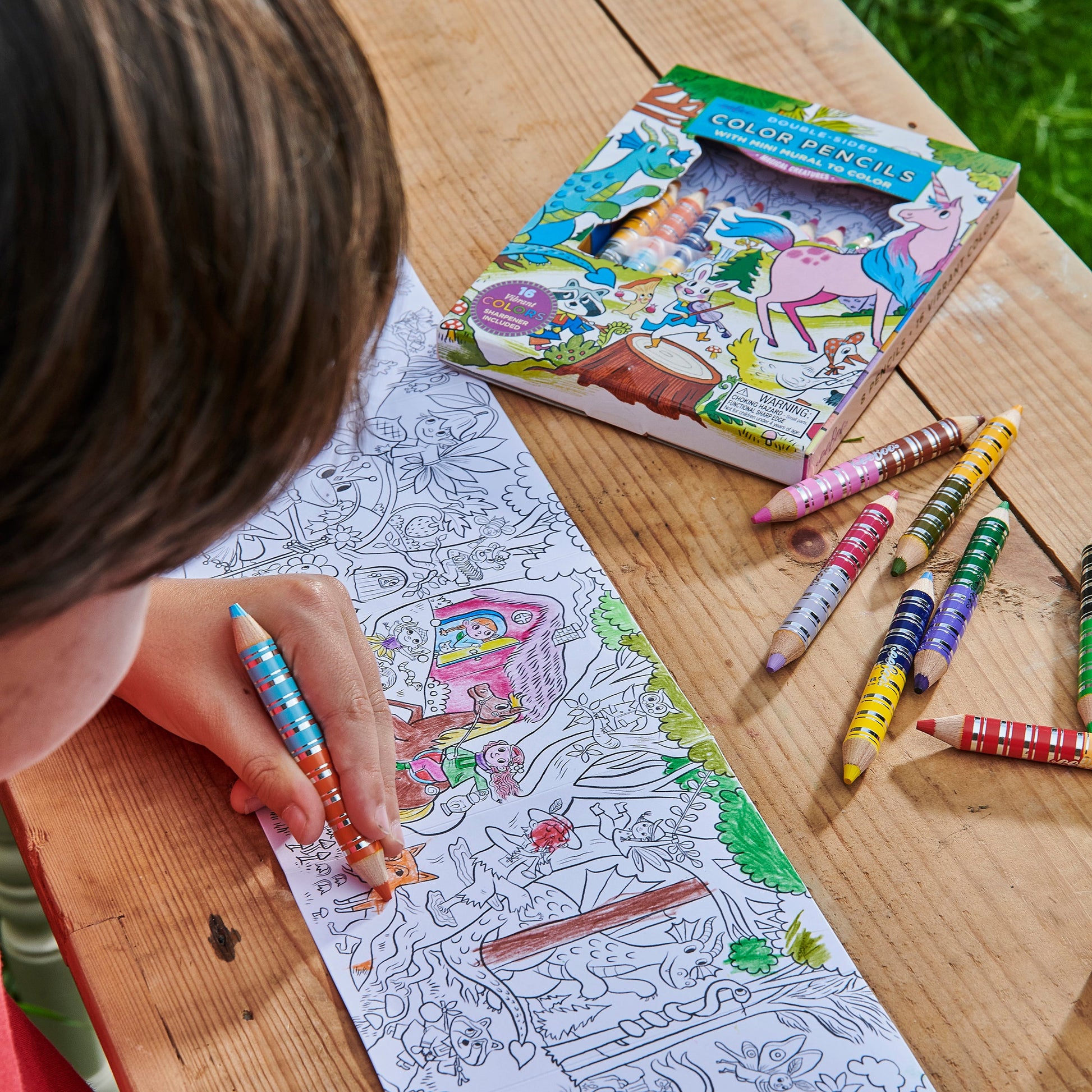 Magical Creatures Color Pencil Mini Mural by eeBoo | Unique Fun Gifts