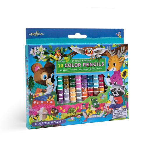 Woodland Friends 12 Double-Sided Biggie Color Pencils | Unique Great Gifts for Kids & Adults