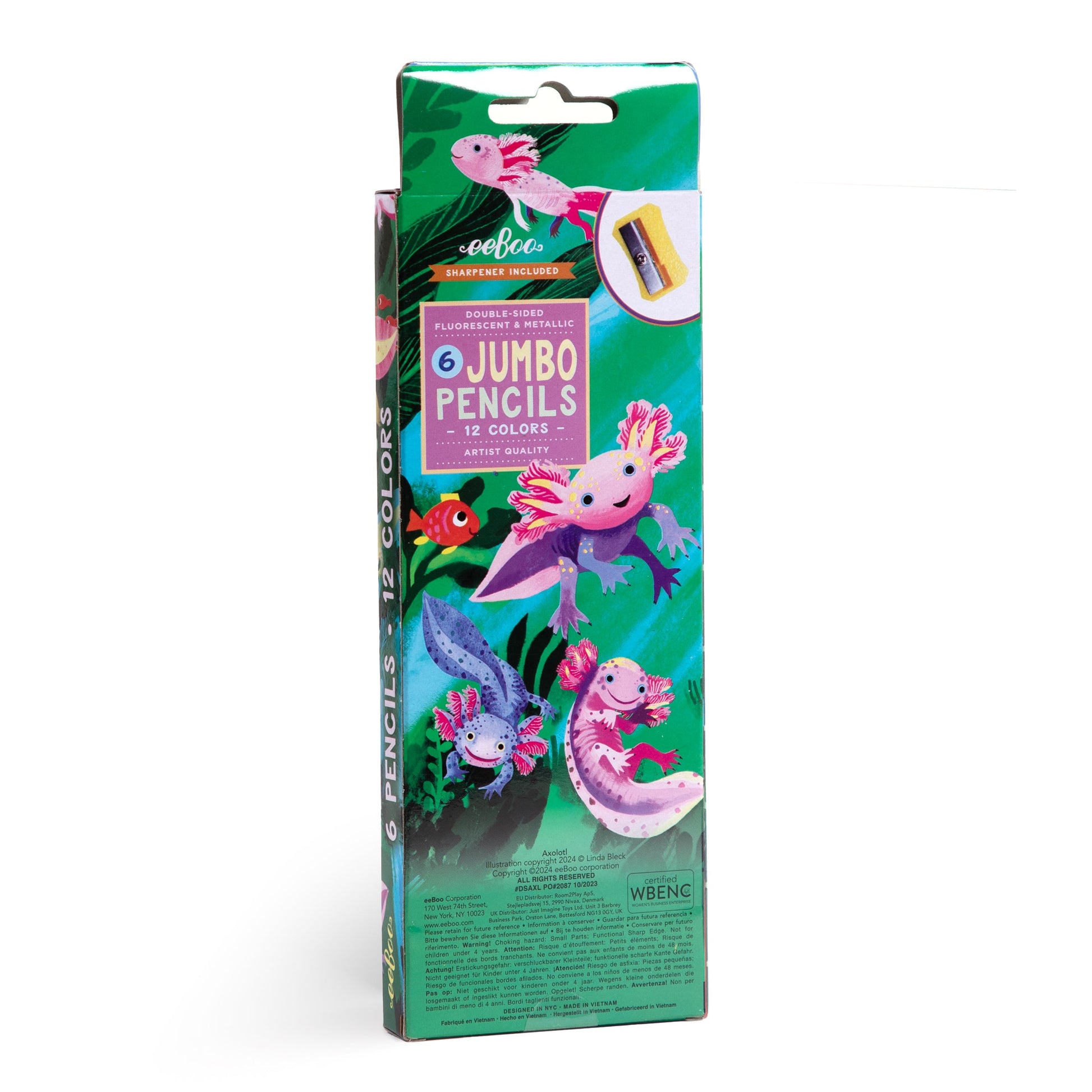Axolotl 6 Jumbo Special Pencils by eeBoo | Unique Fun Gifts