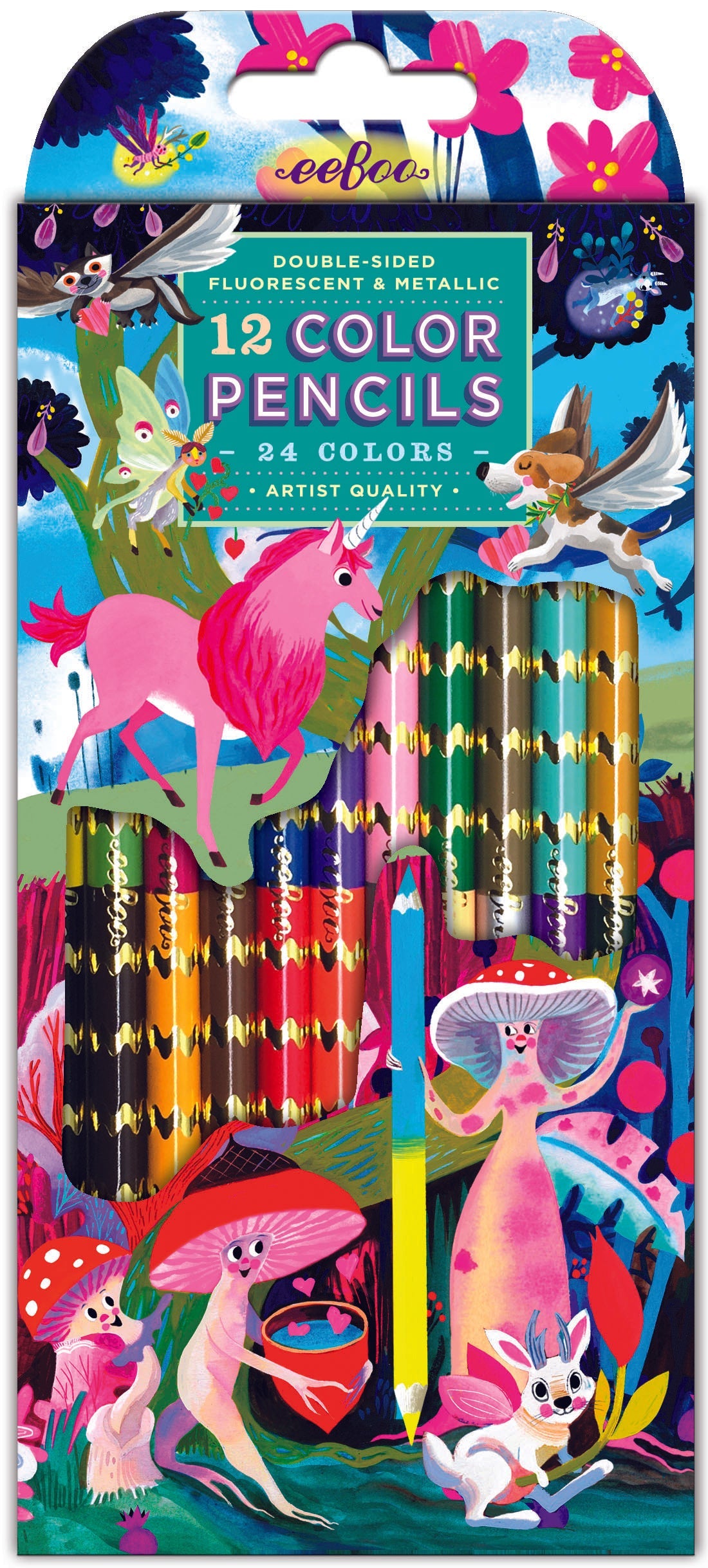 Magical Creatures 12 Double Sided Pencils by eeBoo | Unique Fun Gifts