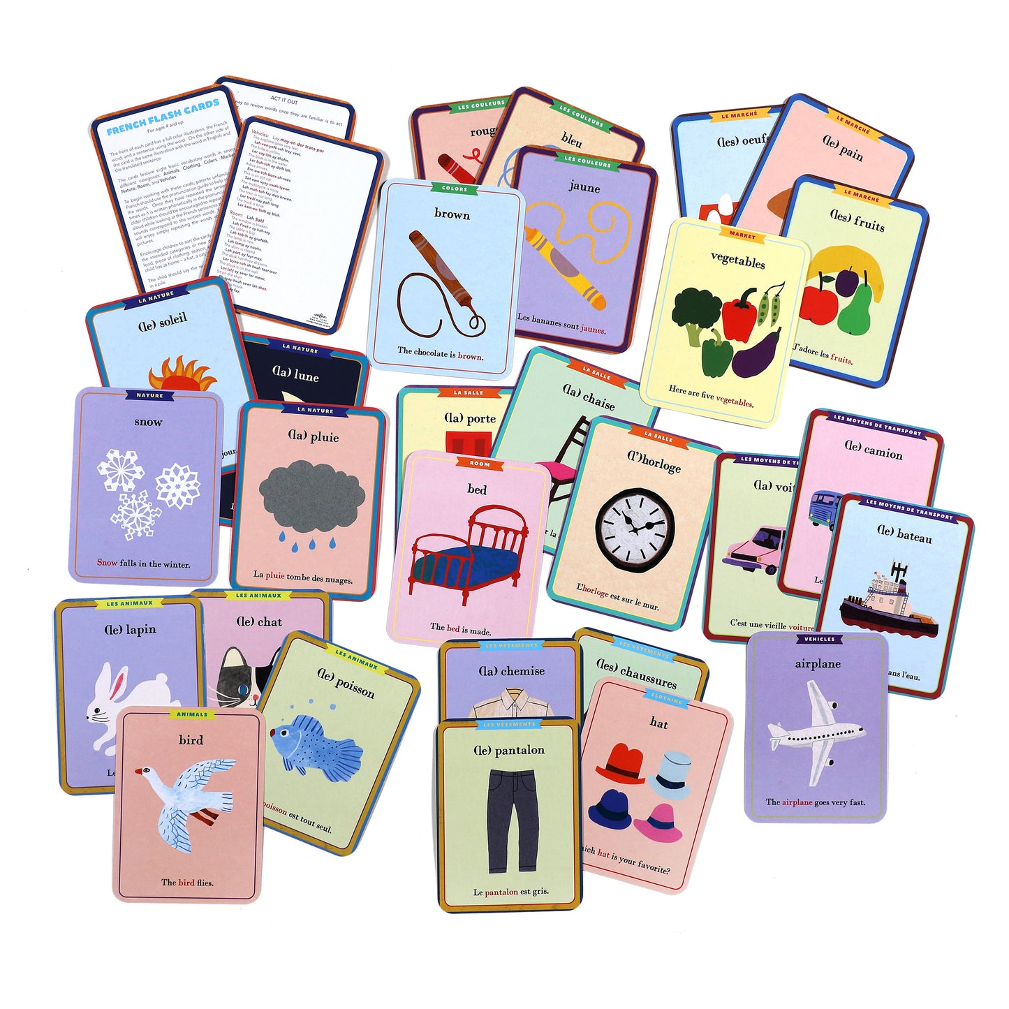 French Vocabulary Flash Cards for Language Learning eeBoo for Kids 4+