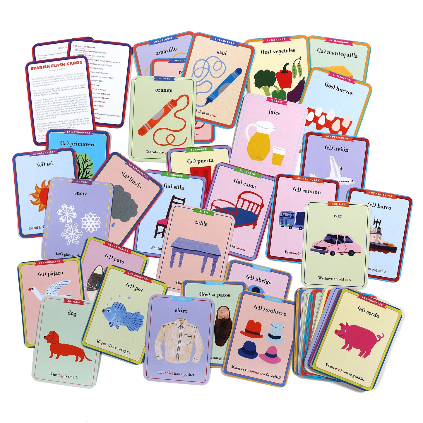 Spanish Vocabulary Flash Cards Educational Language Learning by eeBoo