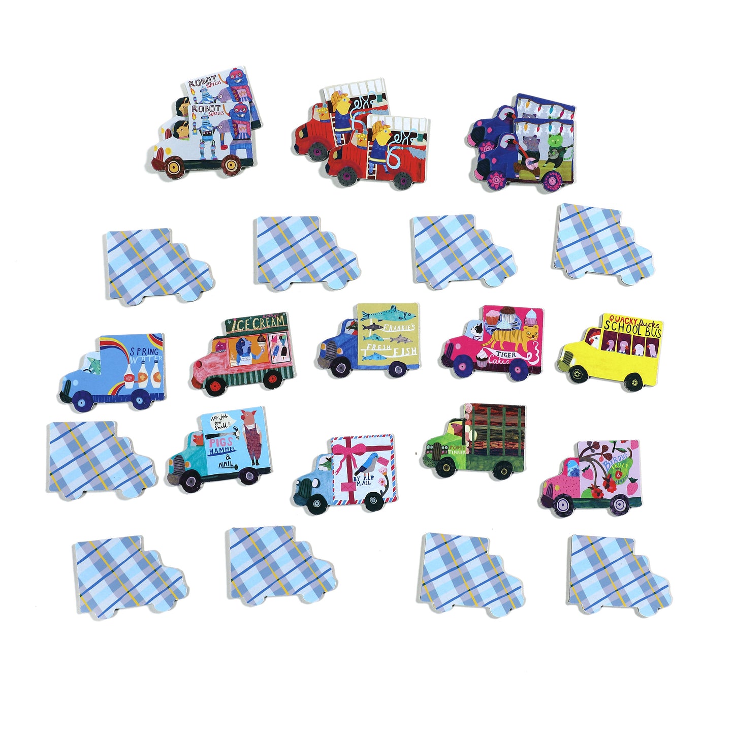 Trucks and a Bus Little Memory Matching Game eeBoo