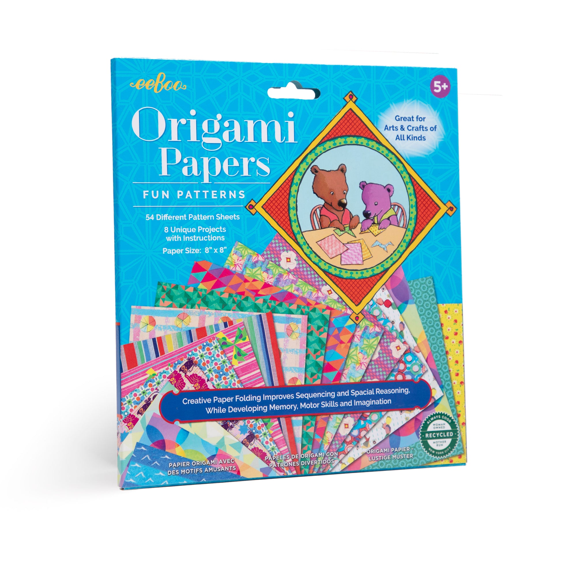 Fun Patterns Origami Papers eeBoo Creative Gifts for Kids 5+