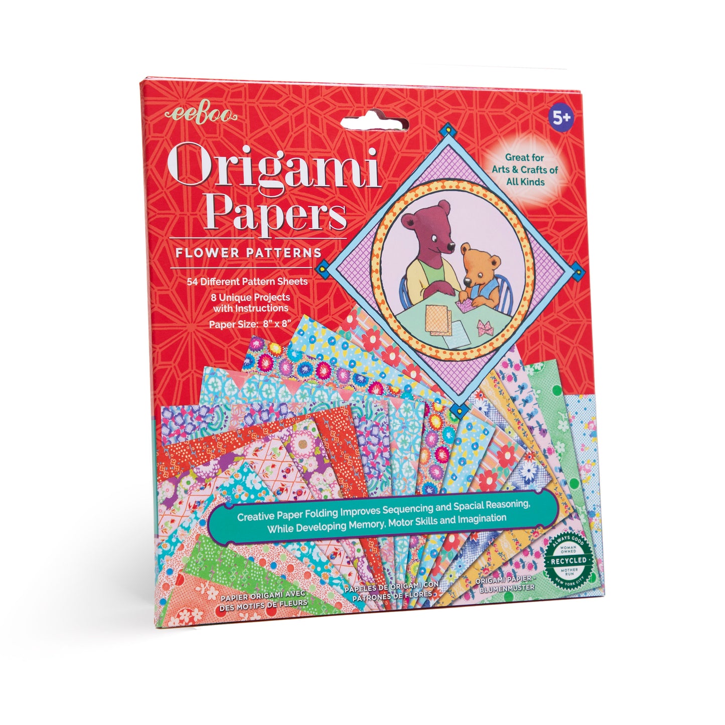 Flower Patterns Origami Papers eeBoo Creative Gifts for Kids 5+