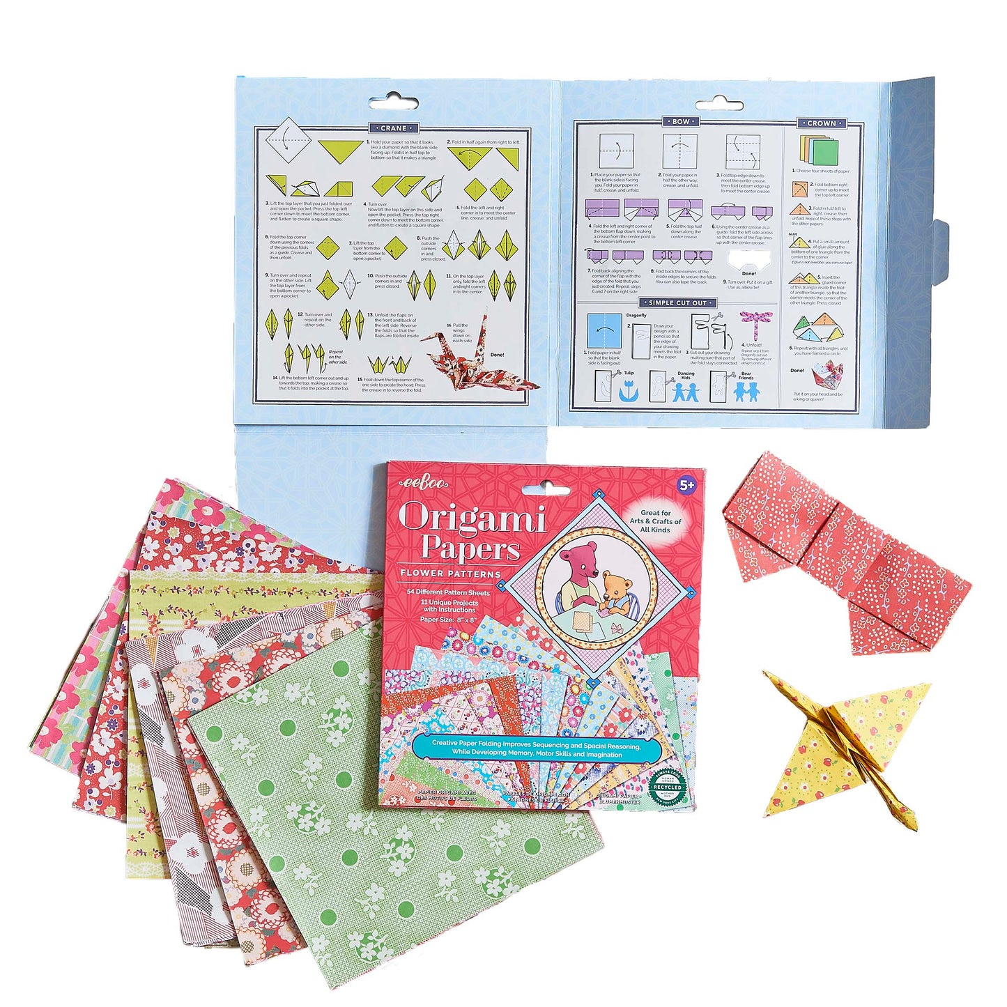 Flower Patterns Origami Papers eeBoo Creative Gifts for Kids 5+