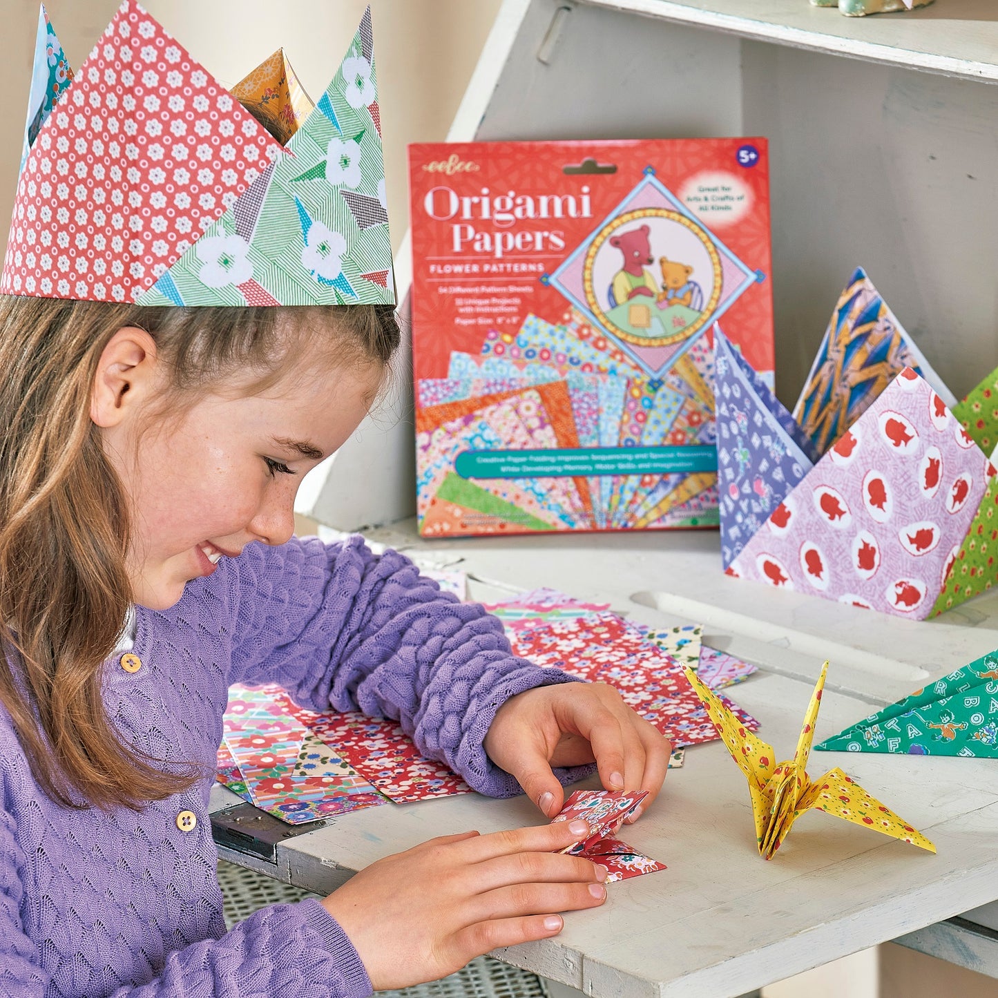 Flower Patterns Origami Papers eeBoo Creative Gifts for Kids 5+