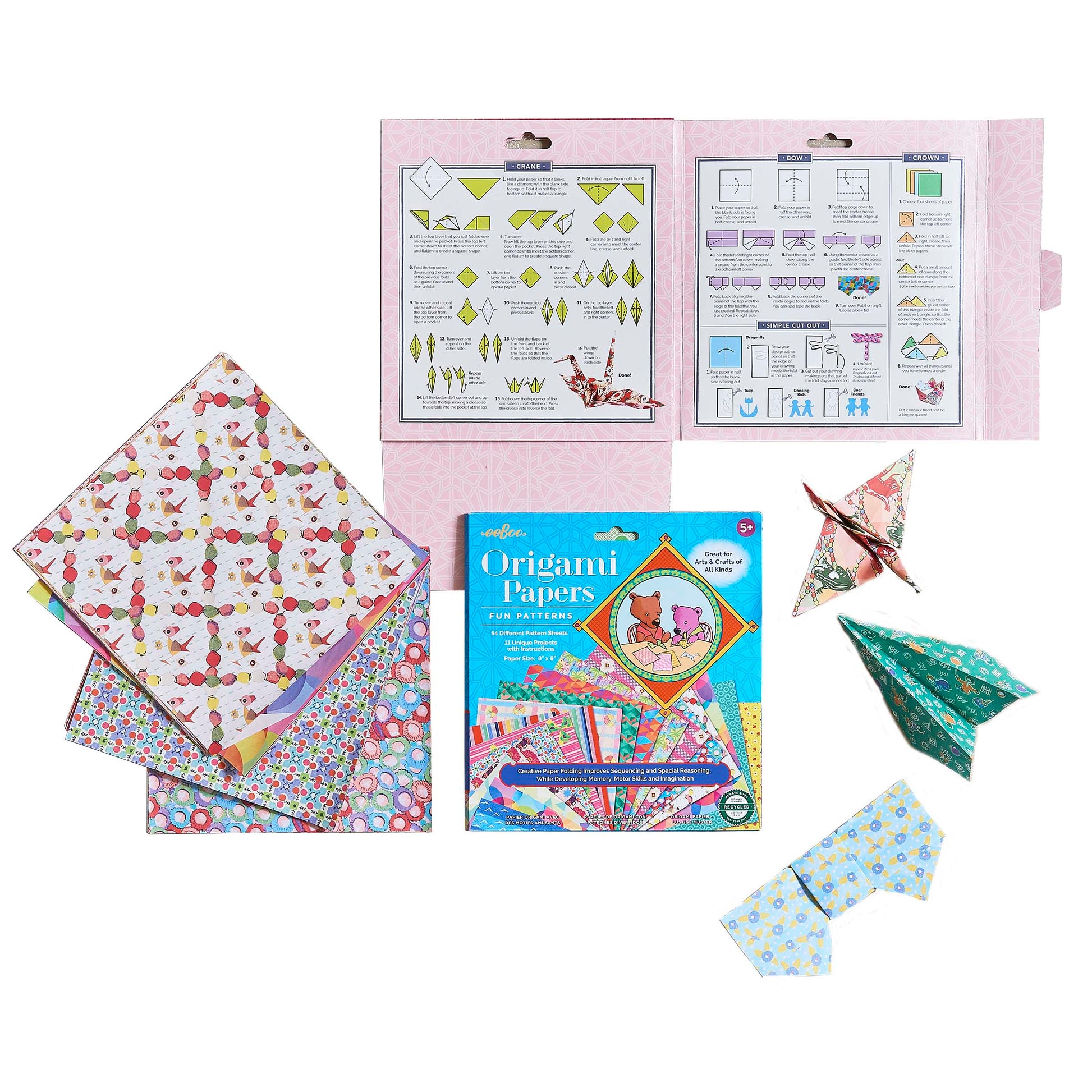 Fun Patterns Origami Papers eeBoo Creative Gifts for Kids 5+