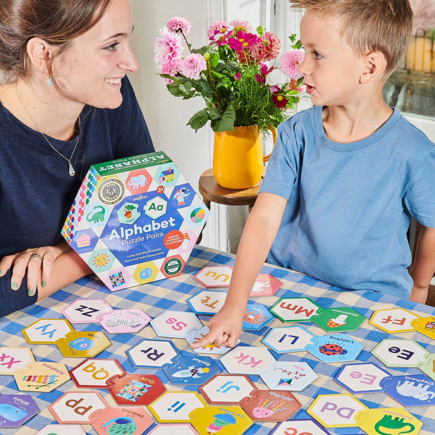 Alphabet Hexagon Puzzle Pairs by eeBoo | Unique Fun Gifts