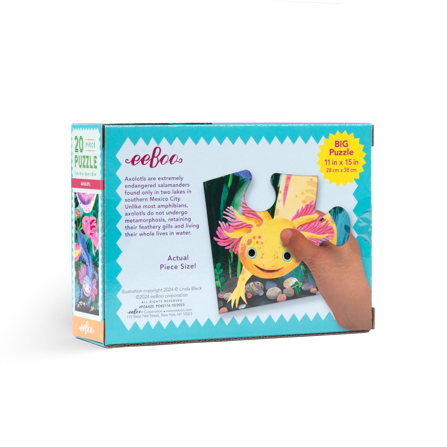 Axolotl Animal 20 Piece Puzzle by eeBoo | Unique Fun Gifts for Ages 3+