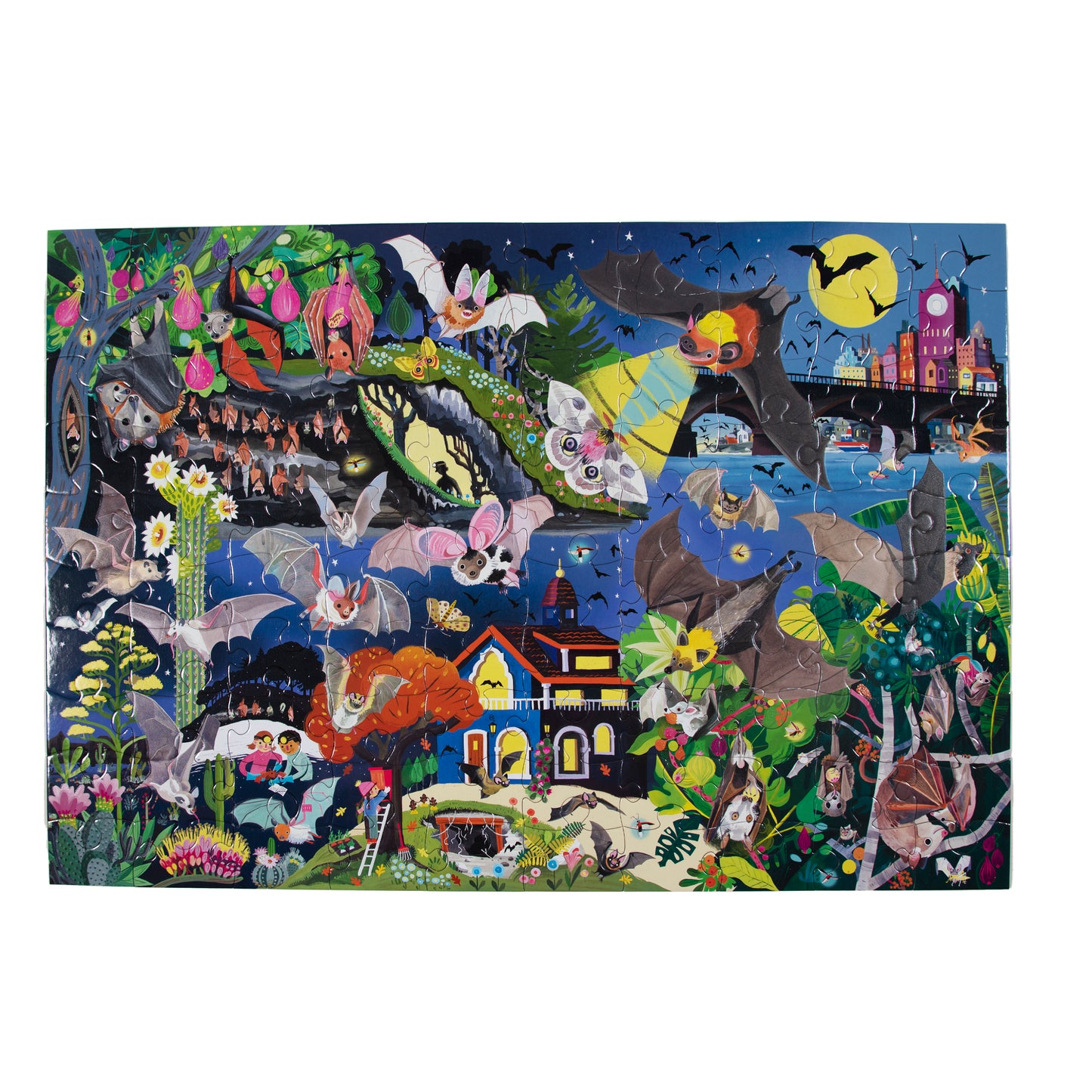 Love of Bats 100 Piece Jigsaw Puzzle Glow in the Dark eeBoo for Kids Ages 5+