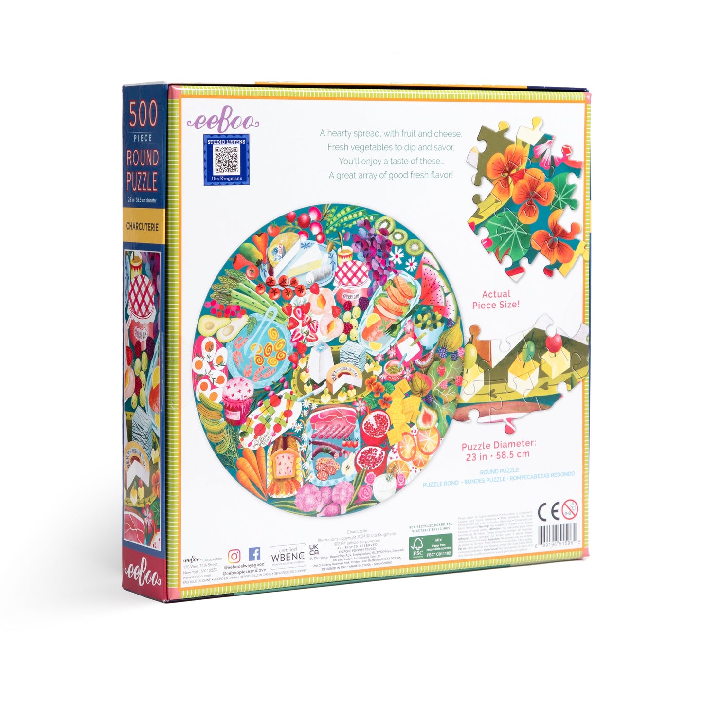 Charcuterie 500 Piece Round Puzzle by eeBoo | Unique Beautiful Gifts