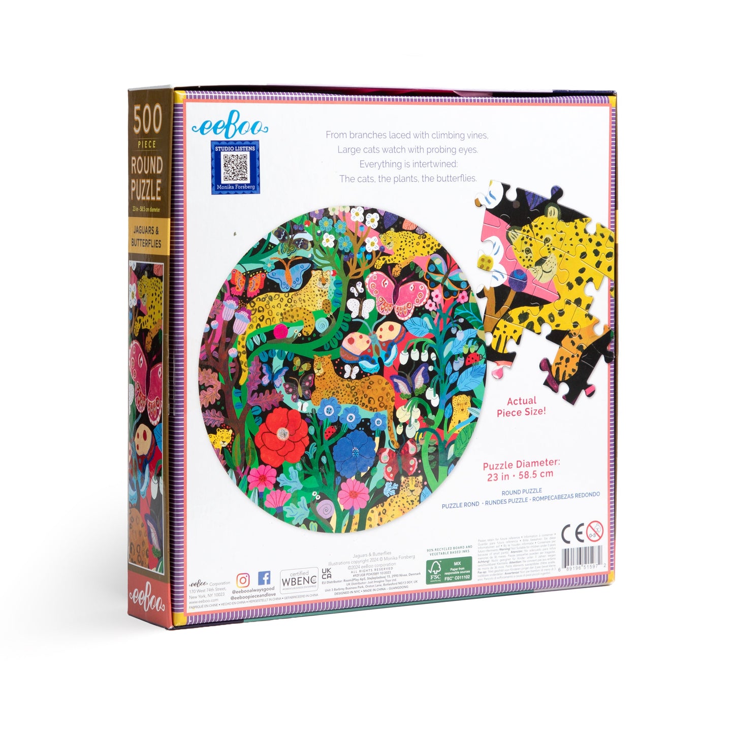 Jaguars and Butterflies 500 Piece Round Puzzle | Unique Fun Gifts