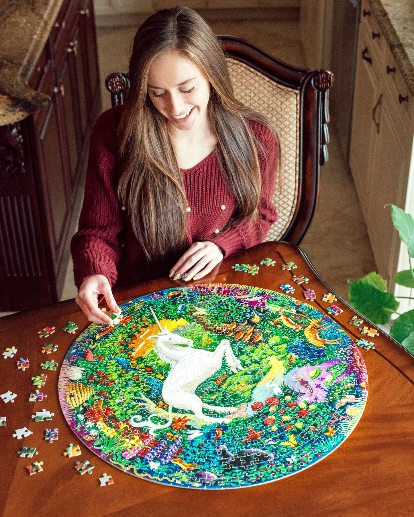 Unicorn Garden 500 Piece Round Puzzle | Fun Unique Gifts for Women 