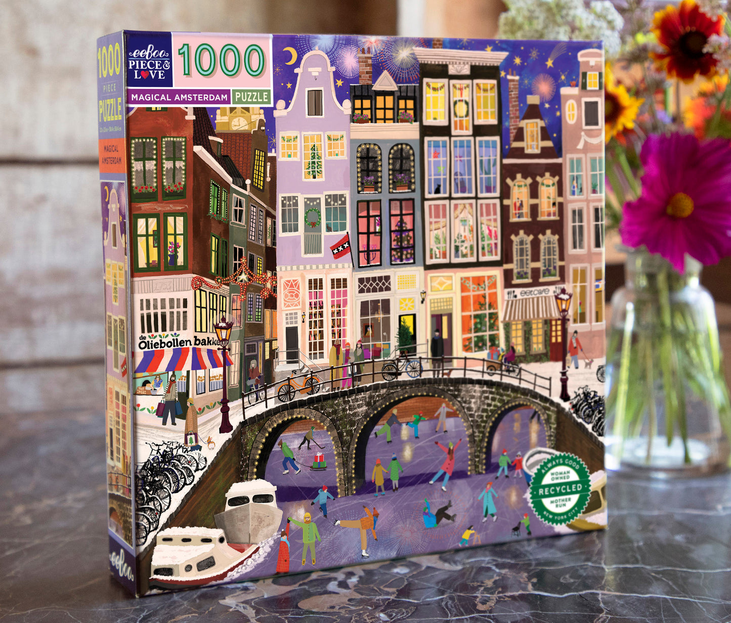 Magical Amsterdam Netherlands 1000 Piece Square City Jigsaw Puzzle by eeBoo | Unique Beautiful Gifts