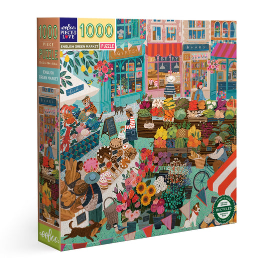 English Green Market 1000 Piece Puzzle by eeBoo | Unique Beautiful Gifts
