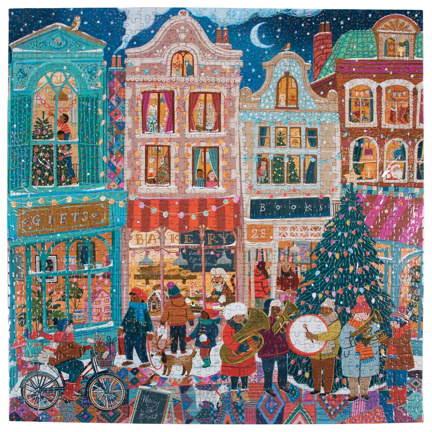 A Happy Holiday 1000 Piece Square Jigsaw Puzzle by eeBoo | Holiday Gifts for Adults and Women
