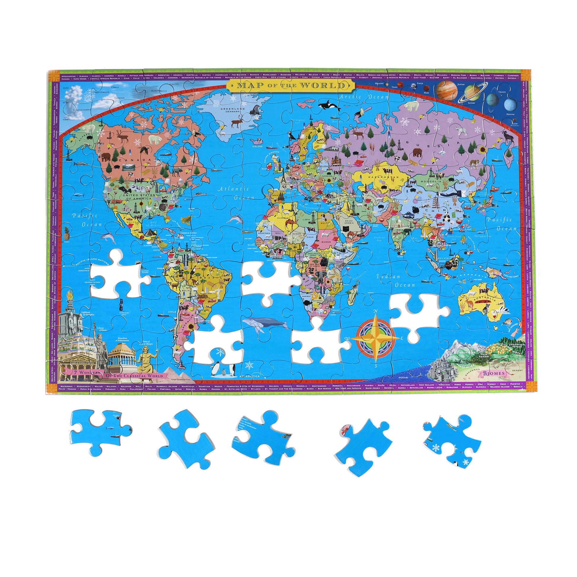 World Map Educational 100 Piece Puzzle by eeBoo Gifts for Kids Ages 5+