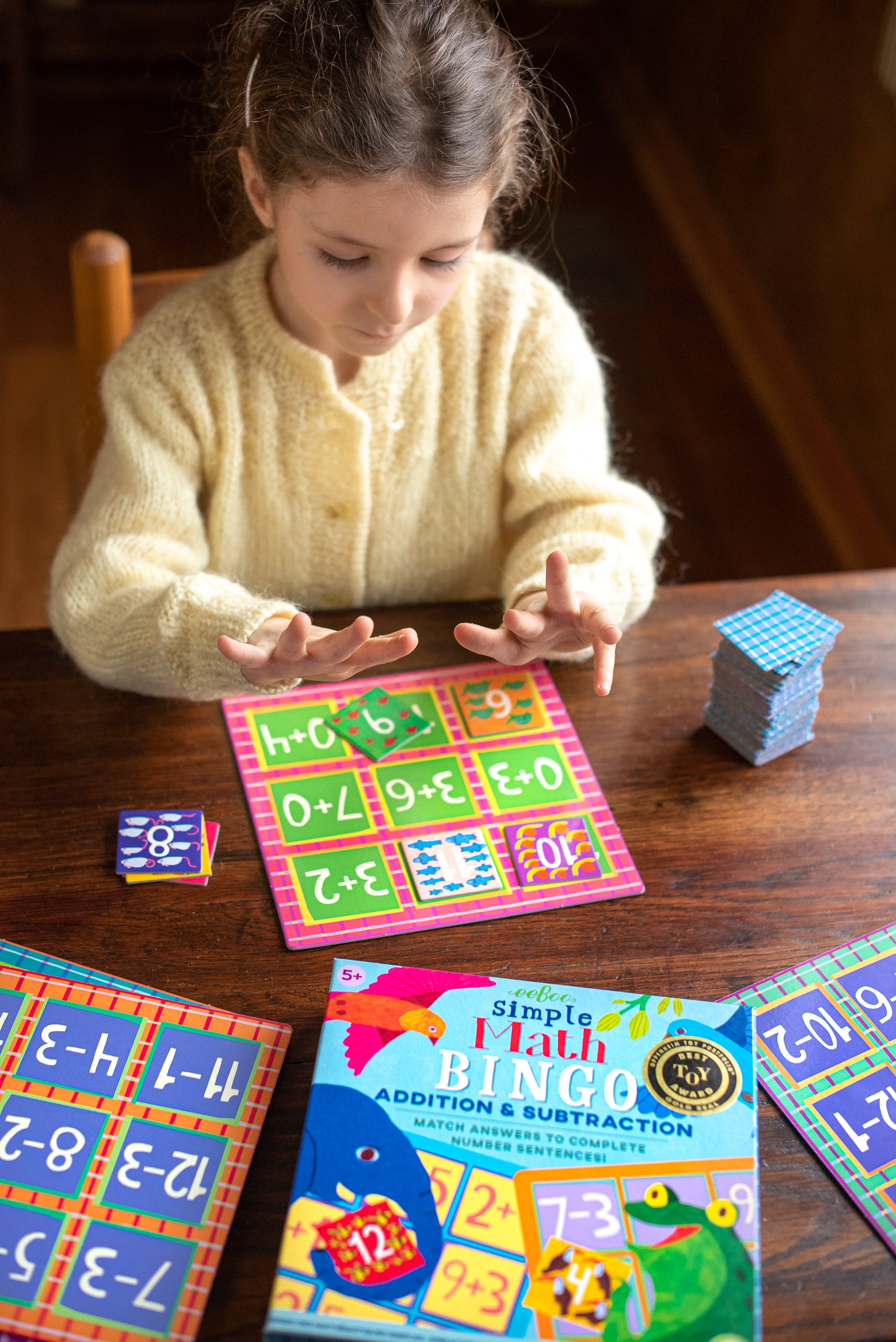 Simple Math Addition and Subtraction Bingo Game eeBoo Back to School for Kids Ages 5+