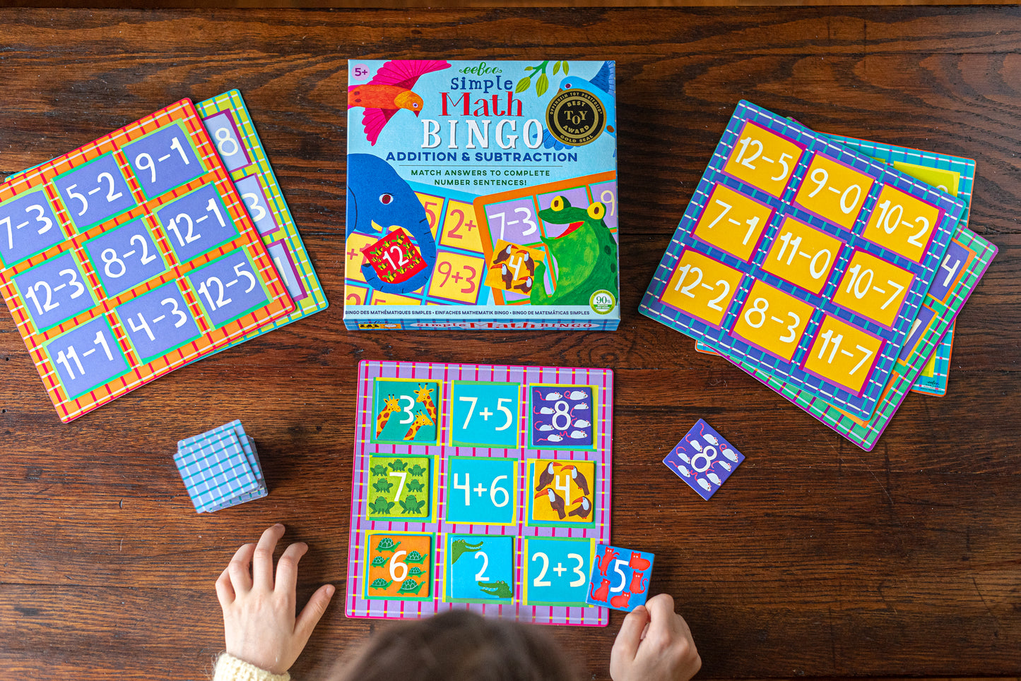 Simple Math Addition and Subtraction Bingo Game eeBoo Back to School for Kids Ages 5+