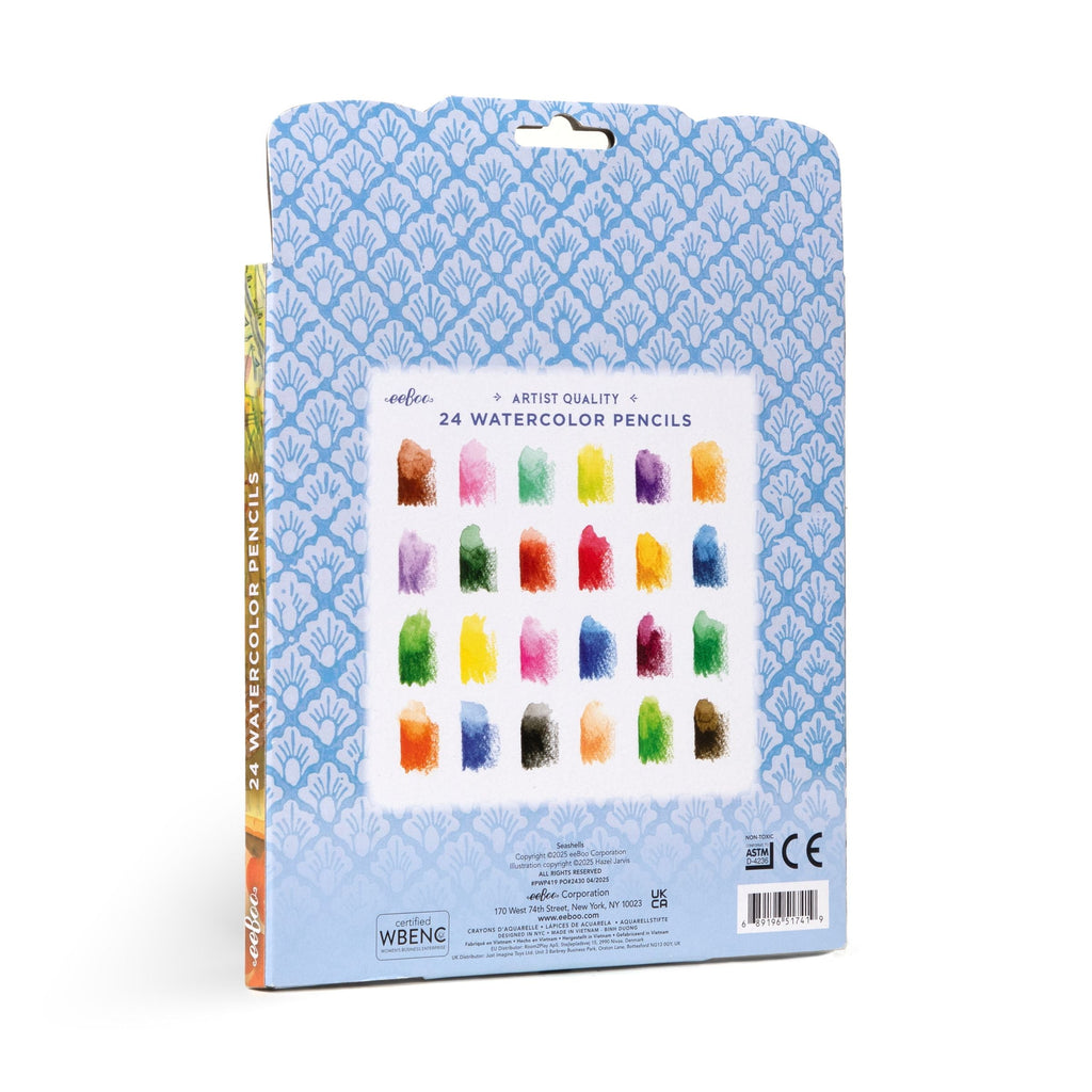 Seashells 24 Watercolor Color Pencils by eeBoo | Unique Beautiful Gifts