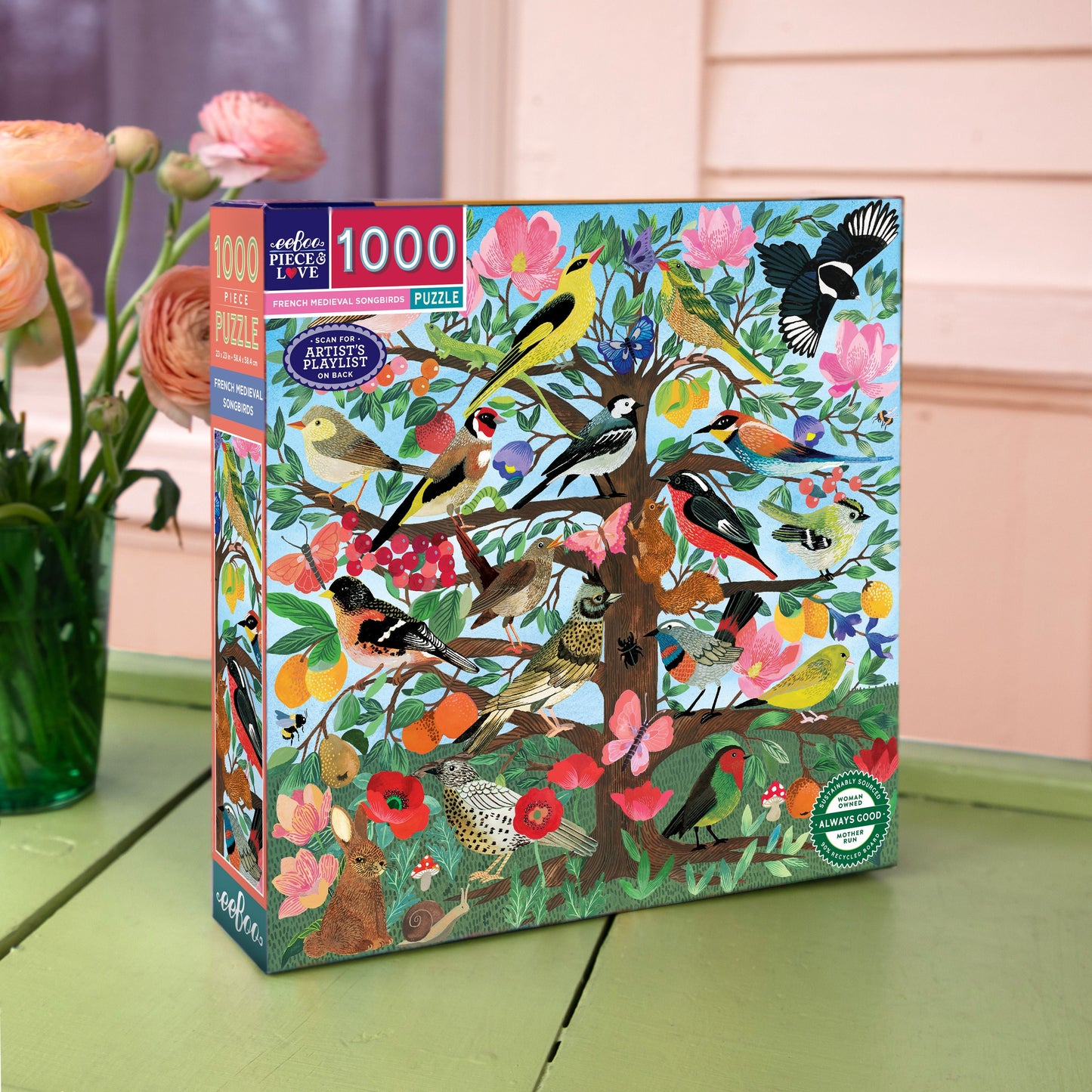 French Medieval Songbirds 1000 Piece Puzzle