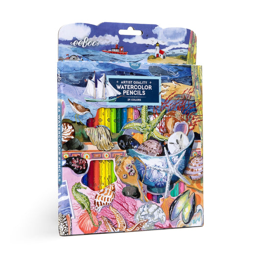 Seashells 24 Watercolor Color Pencils by eeBoo | Unique Beautiful Gifts