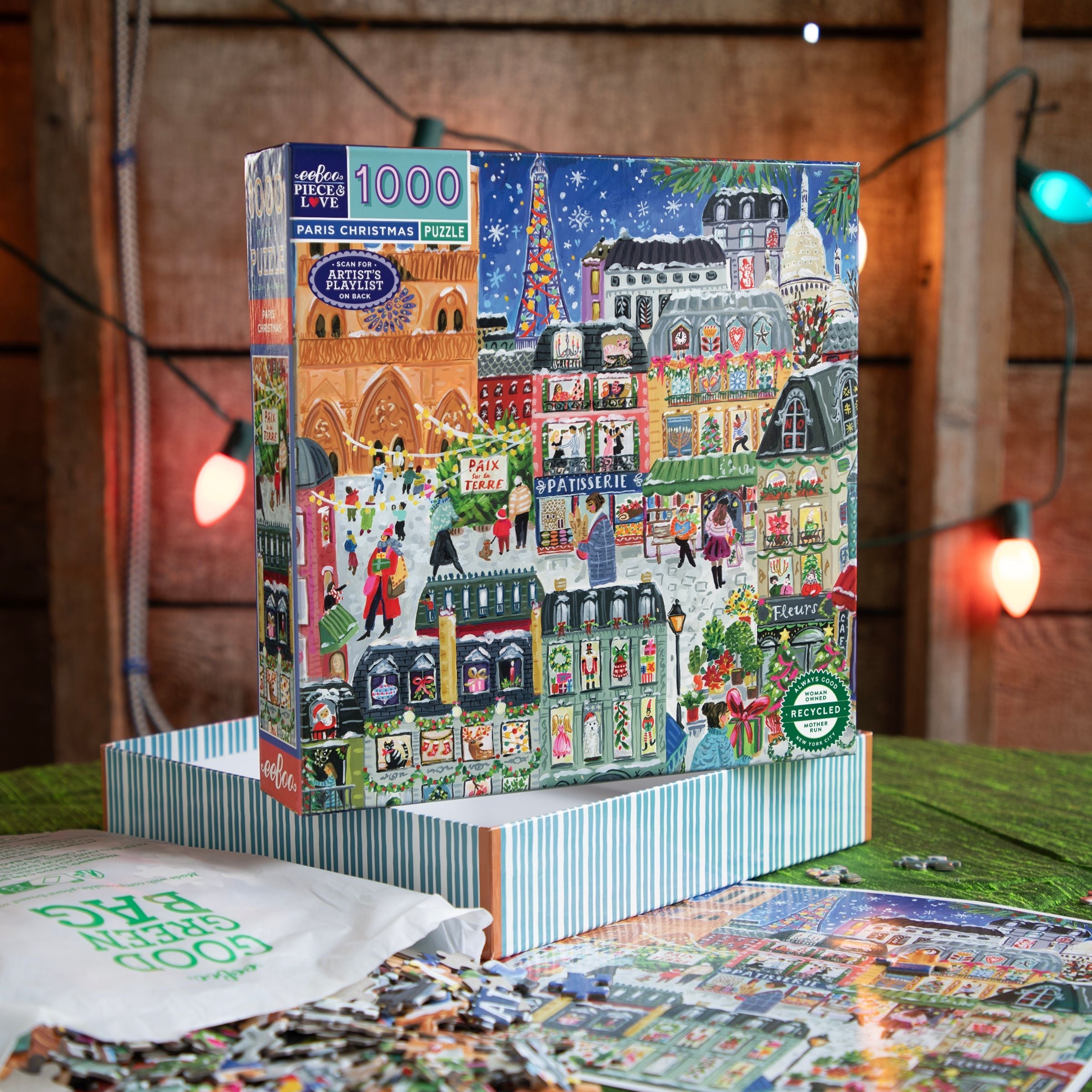 Paris Christmas 1000 Piece Puzzle by eeBoo | Unique Beautiful Gifts