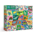 Giant puzzle box with dinosaur illustrations and alphabet letters on a colorful background.Alphabet of Dinosaurs 36 Piece Giant Puzzle by eeBoo | Unique Fun Gifts