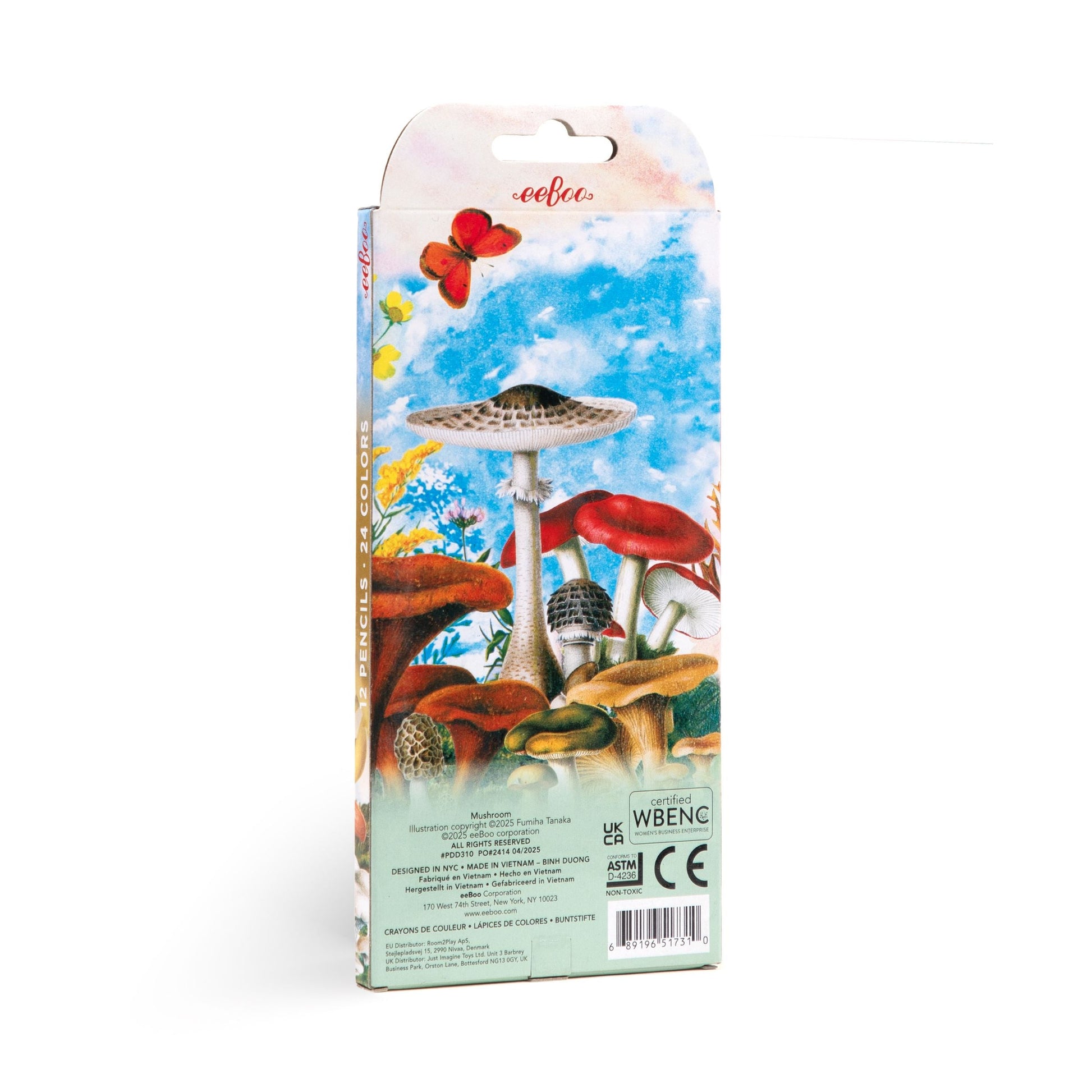 Mushroom 12 Double Sided Color Pencils by eeBoo | Unique Fun Gifts