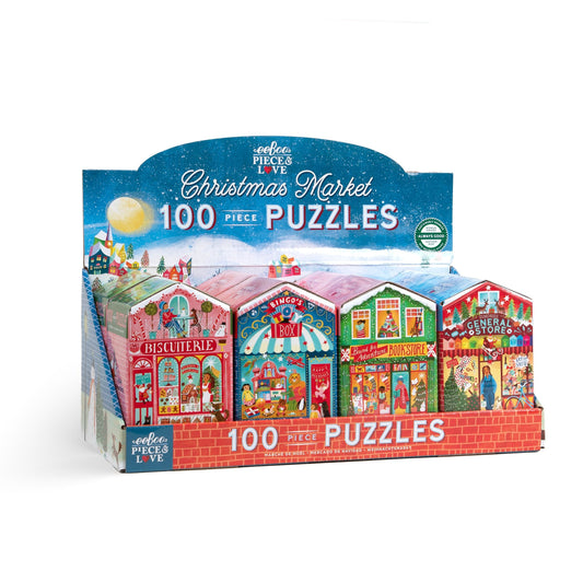 Christmas Market 100 Piece Puzzle Assortment (8) by eeBoo | Unique Beautiful Gifts